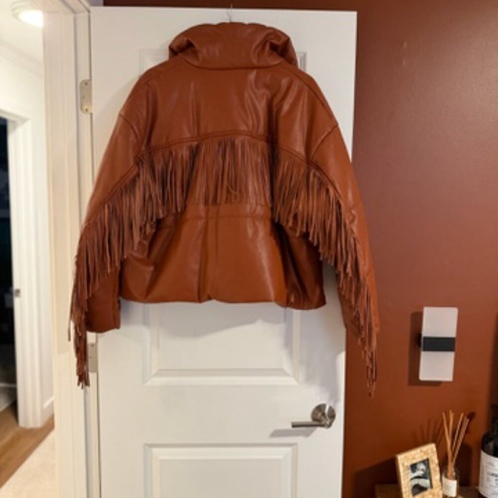 Blank NYC Vegan Leather Fringe Jacket, NWOT, Size 2X - Picture 5 of 5